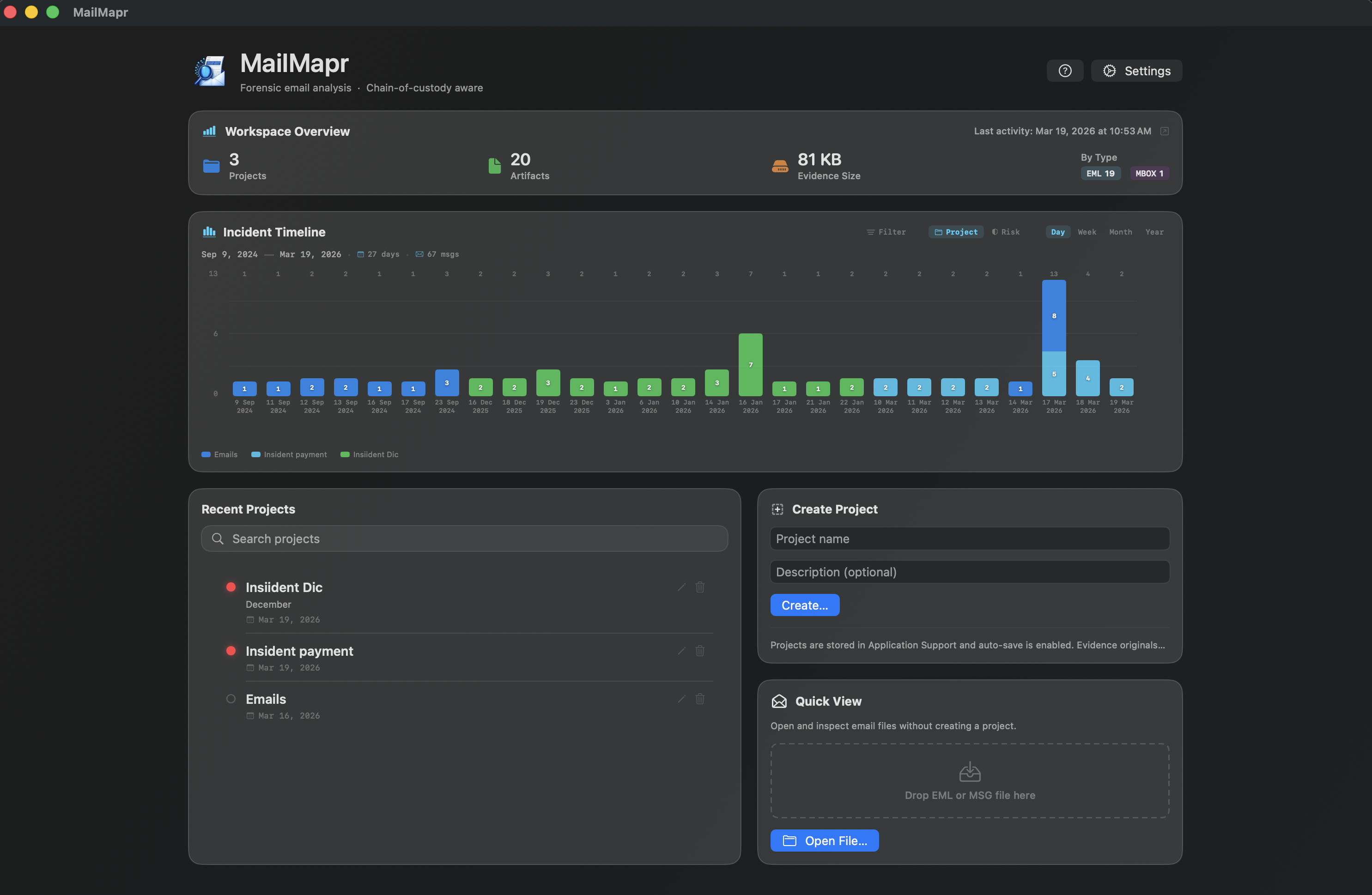 MailMapr Home Screen